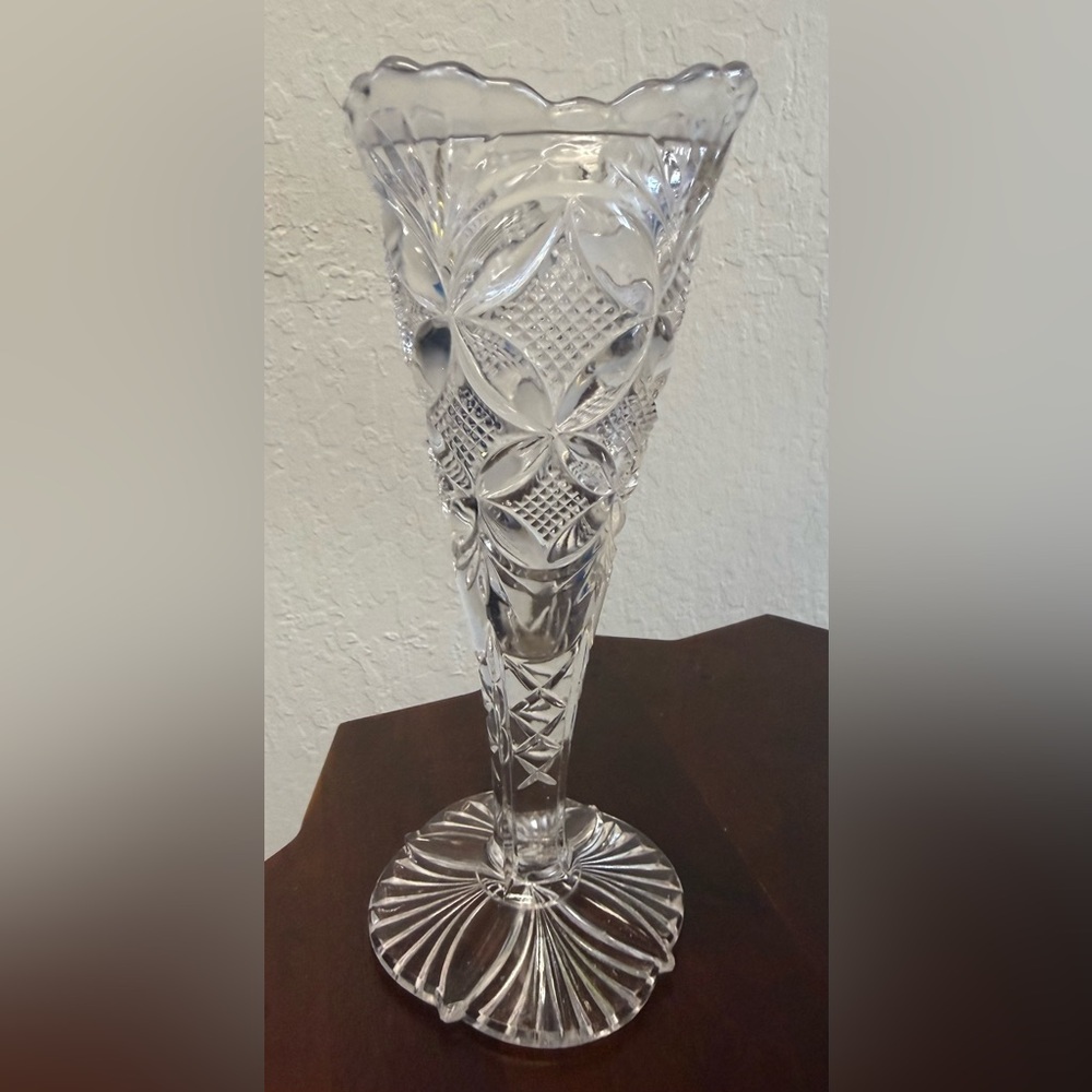 McKee Crystal Vase Cut Crystal Trumpet